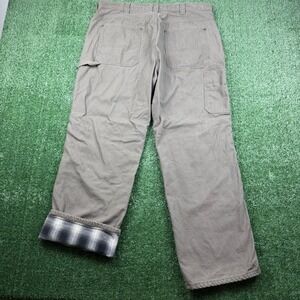 Blue Mountain Mens Flannel Lined Canvas Carpenter Pants Brown 38x32 Workwear